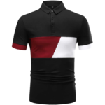 Black Polo Shirt Red White Patchwork