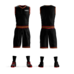 Black Solid Custom Made Basketball Uniform