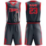 Custom Sublimated Logo Red & Grey Basketball Uniform