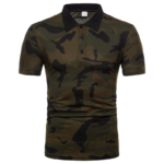 Polo Shirt Green Black Camo Print